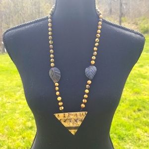 Beautiful tribal boho handmade stone beaded statement necklace